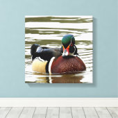 MALE WOOD DUCK CANVAS AFDRUK (Insitu (Houten vloer))