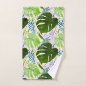 Maleah Monstera Tropical Hawaiian Watercolor-Green (Serviette à main)