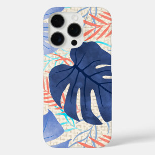 Maleah Monstera Tropical Hawaiian Waterverf - Blau iPhone 16 Pro Hoesje