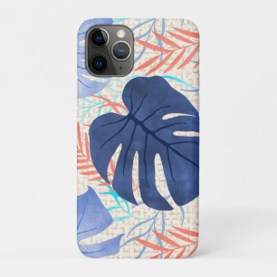 Maleah Monstera Tropical Hawaiian Waterverf - Blau iPhone 11 Pro Hoesje