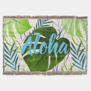 Maleah Monstera Tropische Hawaiaanse Waterverf-Gro Deken
