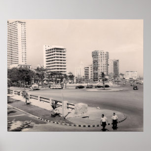 Malecon Collectie Foto van Havana Modern 1950 Poster