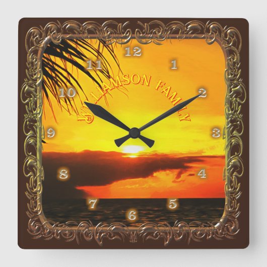 Malecon Sunset 2441 familie Vierkante Klok (Voorkant)