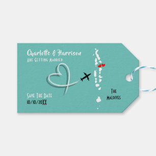 Malediven bruiloft bestemming Save the Date Cadeaulabel