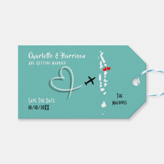 Malediven bruiloft bestemming Save the Date Cadeaulabel (Voorkant (Horizontaal))