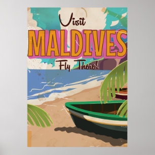 Malediven eiland vintage reiskunst poster. poster