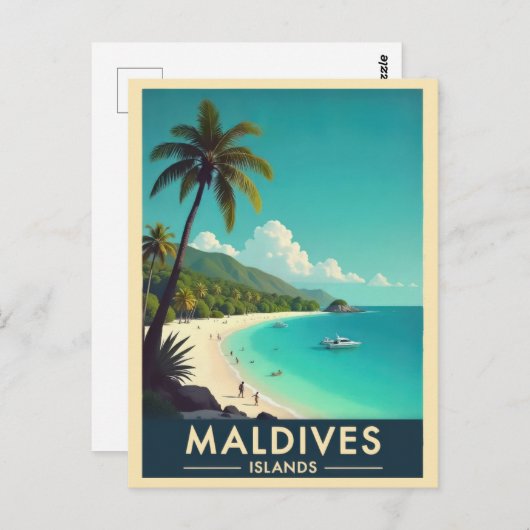 Malediven Eilanden  Strand Oceaan Reizen Briefkaart (Voorkant / Achterkant)