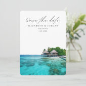 Malediven Foto Save the Date Bruiloft Kaart (Staand voorkant)