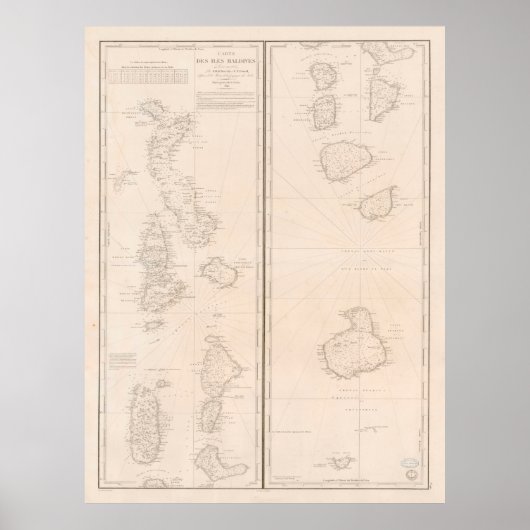 Malediven kaart (1841) Poster (Voorkant)