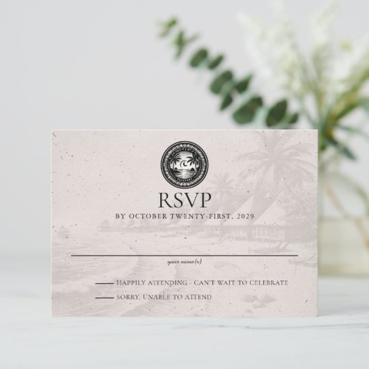 Malediven Passport Wedding RSVP Kaartje (Staand voorkant)