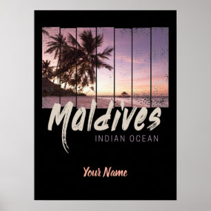 Malediven  sunset souvenir in de Indische Oceaan Poster
