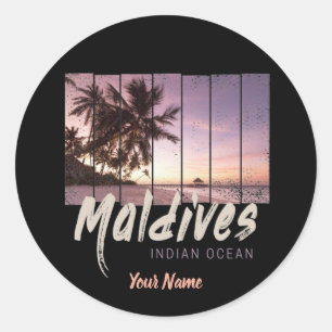 Malediven  sunset souvenir in de Indische Oceaan Ronde Sticker