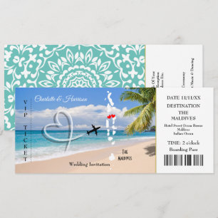 Malediven Ticket Boarding Pass Trouwbestemming Kaart