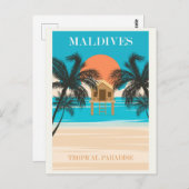 Malediven  Tropical Beach Ocean Travel Briefkaart (Voorkant / Achterkant)