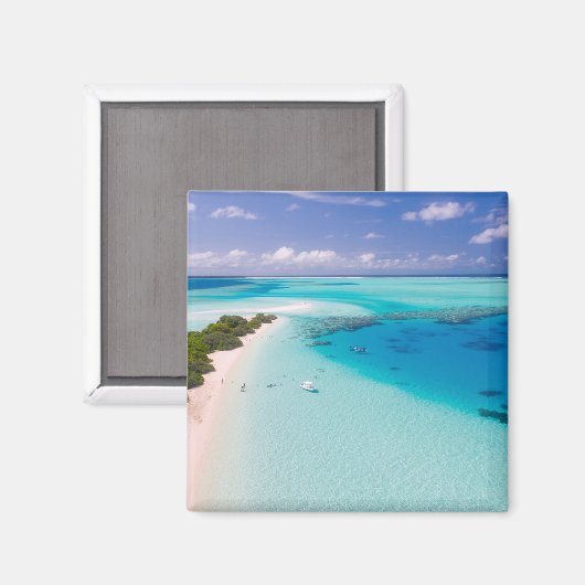 Malediven, uitzicht vanuit de lucht op het strand magneet (Voorkant / Achterkant)