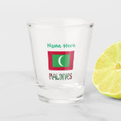Malediven Vlag Groen gepersonaliseerd Shot Glas (Voorkant)