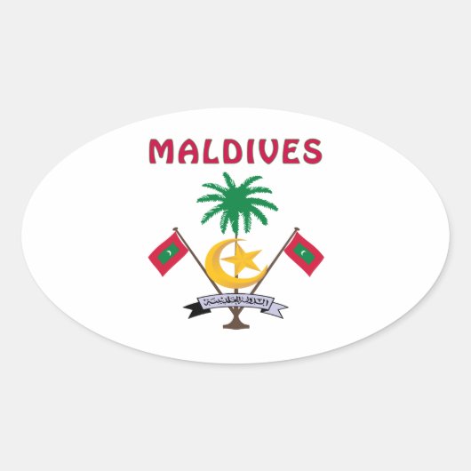 MALEDIVEN-wapen Ovale Sticker (Voorkant)