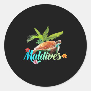Malediven Zee Turtle Hibiscus Island Gift Beach So Ronde Sticker