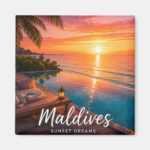 🧲 Malediven Zonsondergang Escape Reis Herinnering Magneet