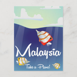 Maleisië Cartoon reisposter Briefkaart