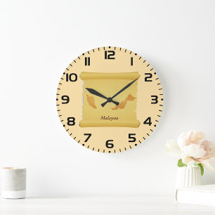  Maleisië Kaart Scroll Old World Travel Grote Klok