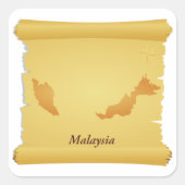  Maleisië Kaart Scroll Old World Travel Vierkante Sticker (Voorkant)