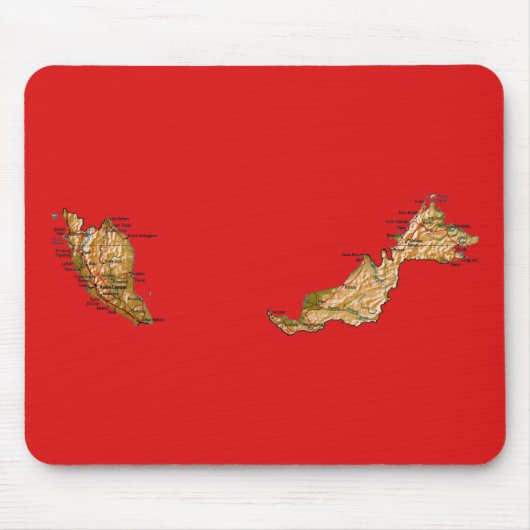 Maleisië Map Mousepad Muismat (Voorkant)