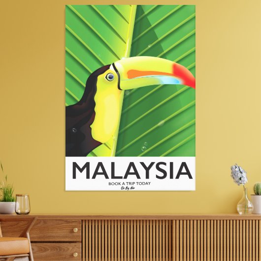 Maleisië Toucan-reisposter Canvas Afdruk (Insitu (Woonkamer))