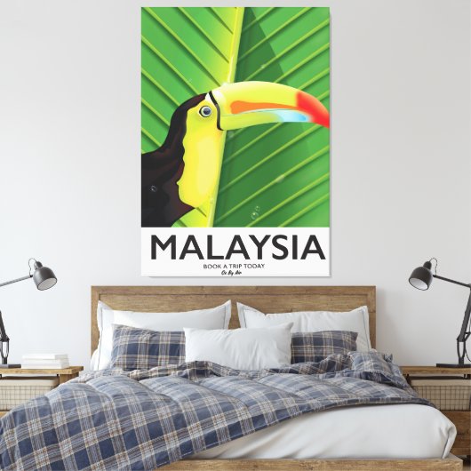 Maleisië Toucan-reisposter Canvas Afdruk (Insitu (Slaapkamer))