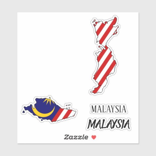 Maleisië Vlag Charmante Patriottische Kaart Sticker (Vel)