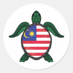 Maleisië zee schildpad vlag ronde sticker
