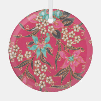 Maleisisch Indonesisch batik kunstpatroon Glas Ornament