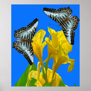 Maleisische blauwe klipper vlinders op Canna King Poster