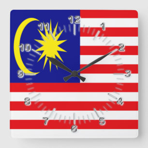 Maleisische vlag vierkante klok
