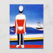 Malevich - Man in het Suprematist Landschap Feestdagenkaart (Voorkant)
