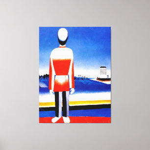 Malevich - Man in Suprematistisch Landschap Canvas Afdruk