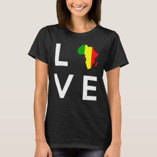Mali Flag Love Africa Continent Silhouette for Mal T-shirt