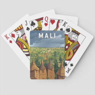 Mali Illustratie Reis Kunst Vintage Pokerkaarten