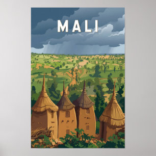 Mali Illustratie Reis Kunst Vintage Poster