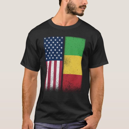 Mali Malian American Flags Proud USA Mali T-shirt (Voorkant)