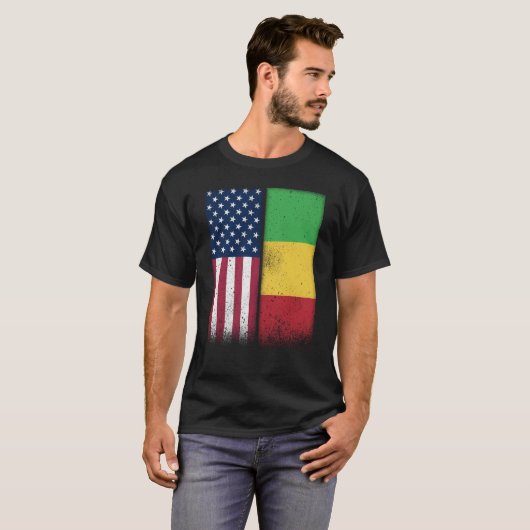 Mali Malian American Flags Proud USA Mali T-shirt (Voorkant volledig)