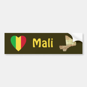Mali Vlag Hart + Landkaart Bumpersticker