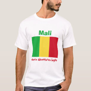 Mali Vlag + Kaart + Tekst T-Shirt
