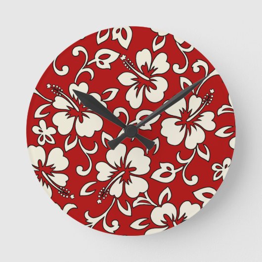 Malia Hibiscus Hawaïaanse wandklokken Ronde Klok (Voorkant)