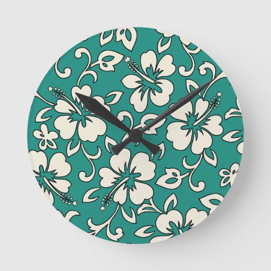 Malia Hibiscus Hawaïaanse wandklokken Ronde Klok (Voorkant)