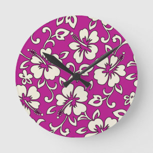 Malia Hibiscus Hawaïaanse wandklokken Ronde Klok