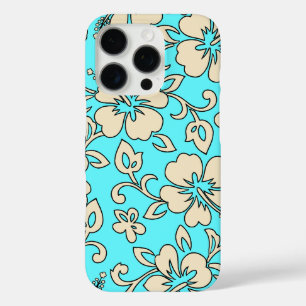 Malia Hibiscus Hawaiian Floral Aqua Cream iPhone 16 Pro Hoesje