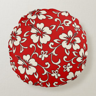 Malia Hibiscus Hawaiian Pareau Print Rond Kussen