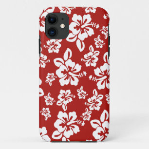 Malia Hibiscus - Red Hawaiian Pareau Print iPhone 11 Hoesje