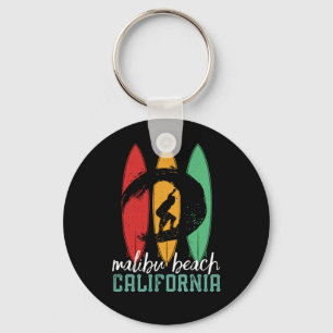 Malibu Beach Californië Vintage Retro Surfen Sleutelhanger